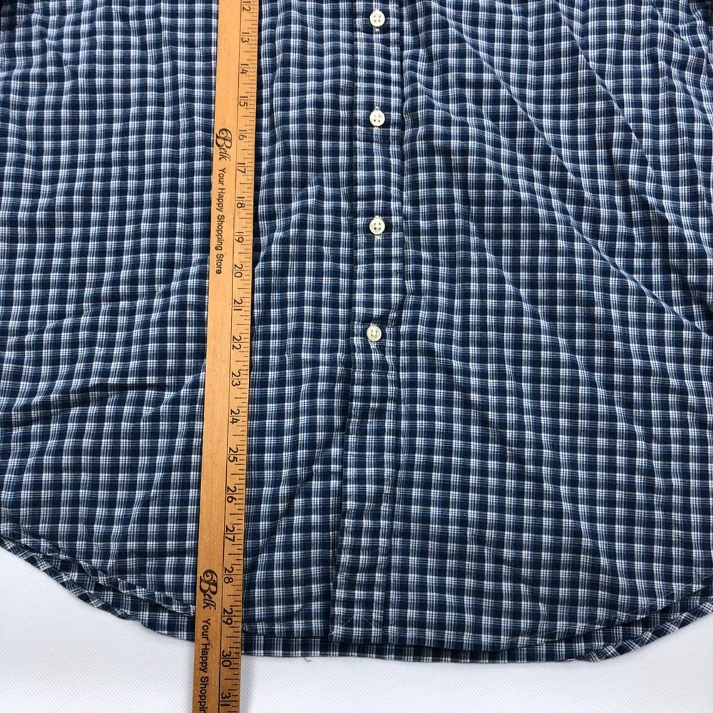 Polo Ralph Lauren Mens XL Indigo Oxford Plaid Short Sleeve Button Down Shirt